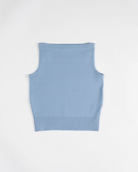Boat neck knit tank/Sax blue
