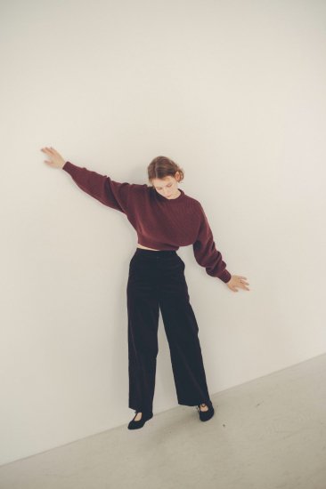 corduroy wide pants / plum brown