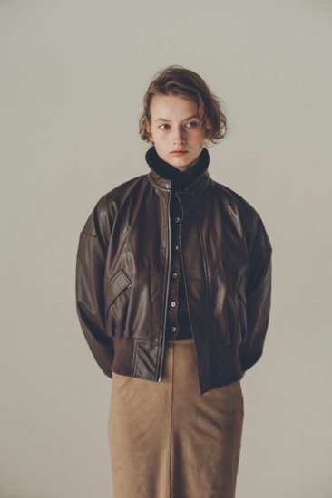 back leather blouson / brown