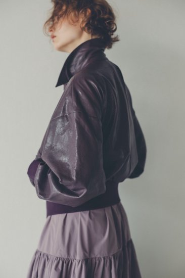 back leather blouson / purple