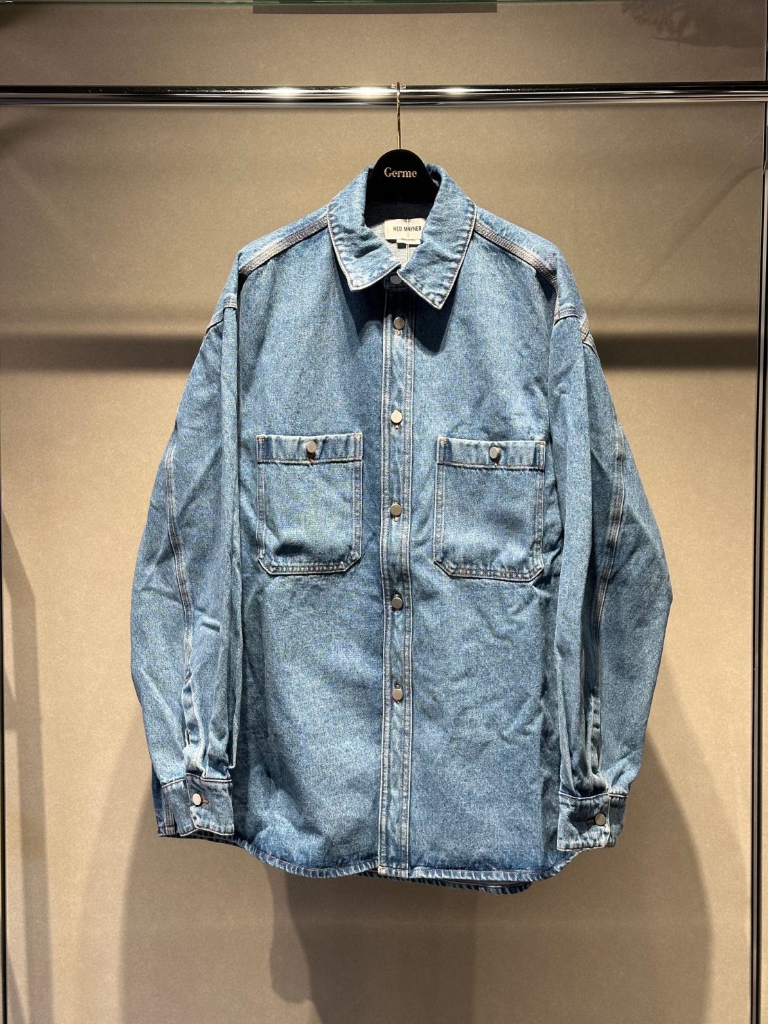 【HED MAYNER】BLUE INDIGO HEAVY DENIM OVER SHIRT (BLUE) - Germe Online Store