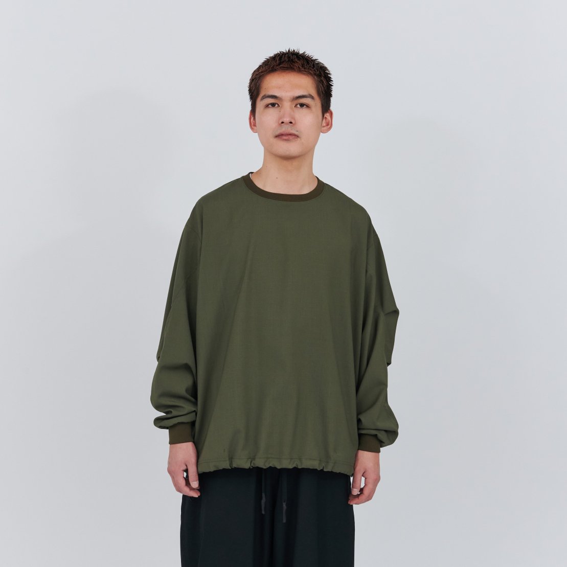 UNTRACE】WASHABLE TROPICAL SMOCK L/S (OLIVE) - Germe Online Store