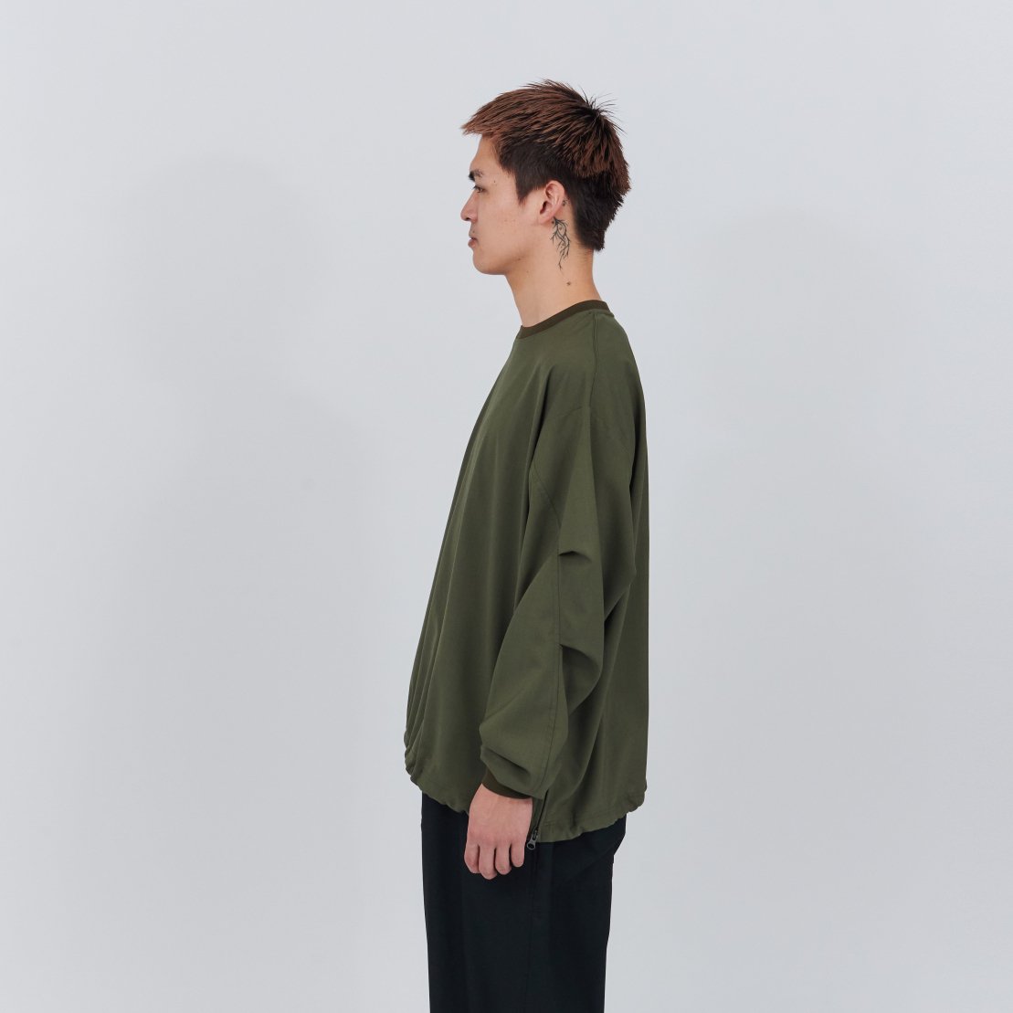UNTRACE】WASHABLE TROPICAL SMOCK L/S (OLIVE) - Germe Online Store