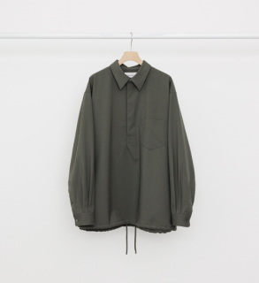 MARKAWAREPULLOVER SPORT SHIRT -2/80 ORGANIC WOOL TYPEWRITER- (OLIVE)