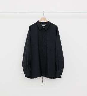 MARKAWAREPULLOVER SPORT SHIRT -2/80 ORGANIC WOOL TYPEWRITER- (BLACK)