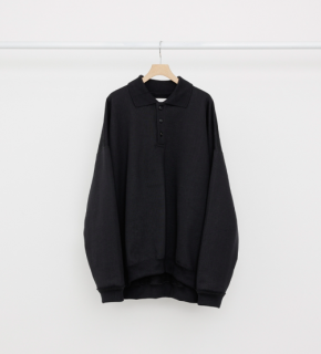 MARKAWAREPOLO COLLAR HUGE -ORGANIC COTTON HEAVY FLEECE- (BLACK)