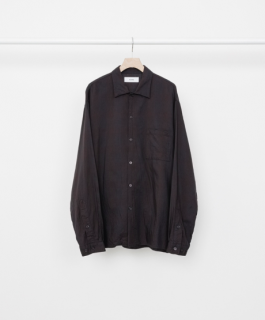 markaOPEN COLLAR SHIRT -ORGANIC COTTON CUPRA CHECK- (BROWNGRAY)