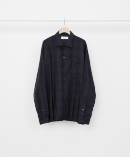 markaOPEN COLLAR SHIRT -ORGANIC COTTON CUPRA CHECK- (BLACKNAVY)