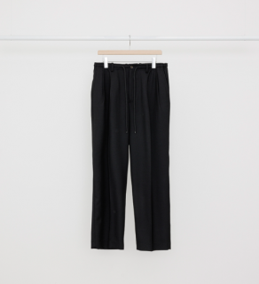 MARKAWAREDOUBLE PLEATED EASY TROUSERS -ORGANIC WOOL VIYELLA- (BLACK)