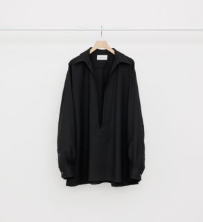 MARKAWAREVAREUSE SHIRT -ORGANIC WOOL VIYELLA- (BLACK) 