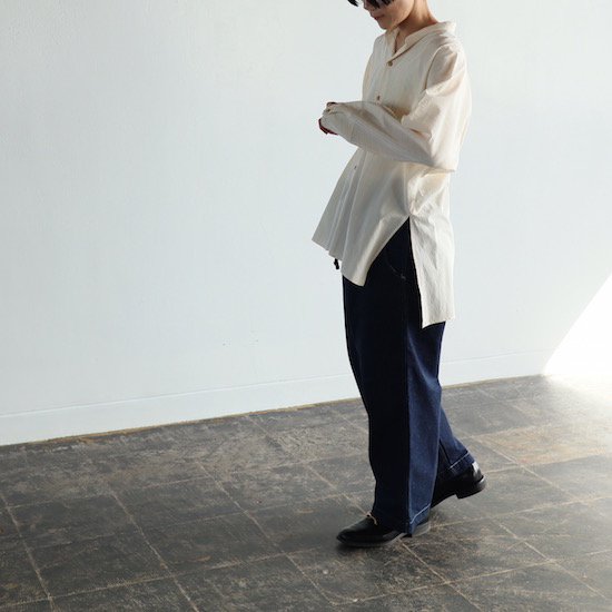 quitan（キタン） . Kaftan SHIRT silk/cotton stripe . ecru｜糸デンワ