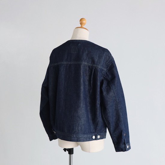 atelier naruse（アトリエナルセ） . cotton denim no collar jacket . indigo｜糸デンワ
