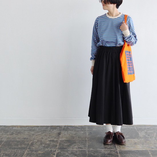 atelier naruse（アトリエナルセ） . cotton border cut&sewn L/S . cobalt  blue×kinari｜糸デンワ