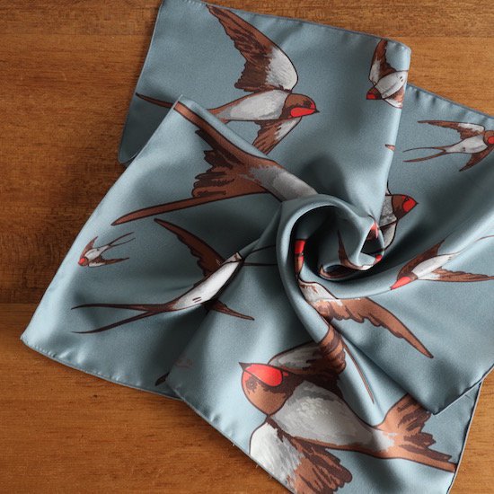 A PIECE OF chic . Silk Scarf 50 . HIRONDELLE stone gray