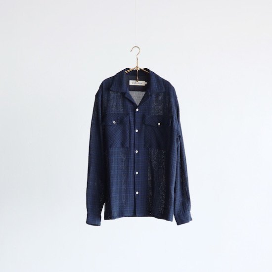 Caledoor（カレドアー）. Panama Cloth Check Utility Shirt . navy｜糸デンワ