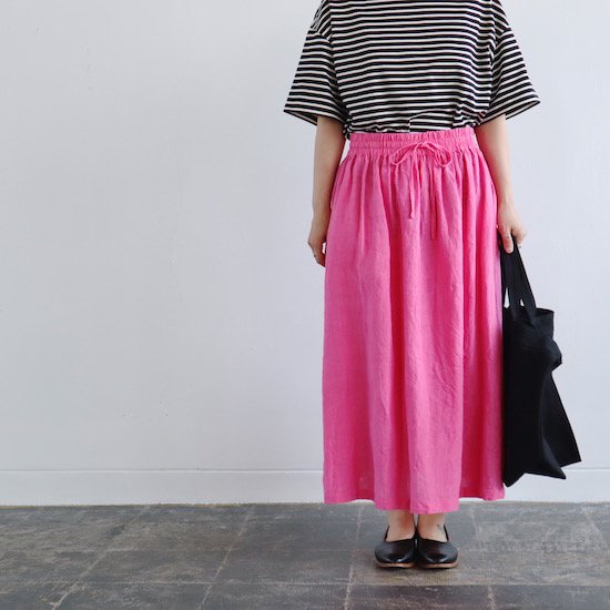 atelier naruse . linen gather skirt . pink