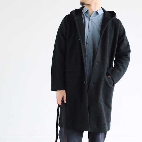 evam eva エヴァムエヴァ Press Wool Hooded Coat プレスウール コート