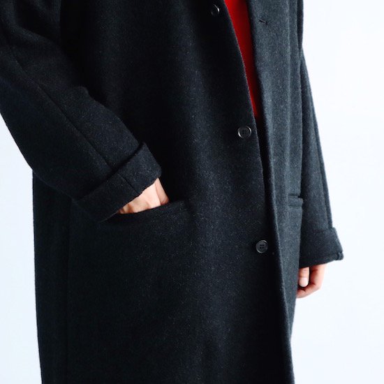 evam eva エヴァムエヴァ Press Wool Hooded Coat プレスウール コート