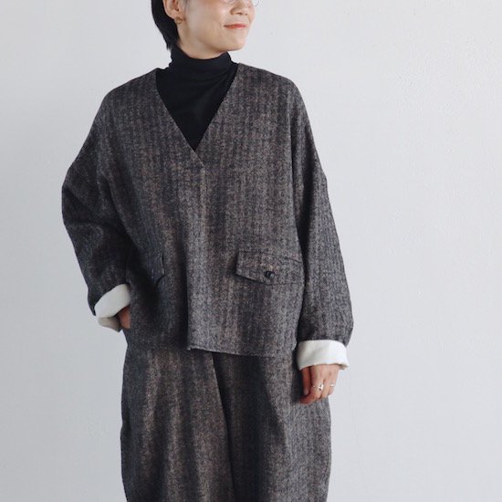 atelier naruse . shetland wool linen smock . black