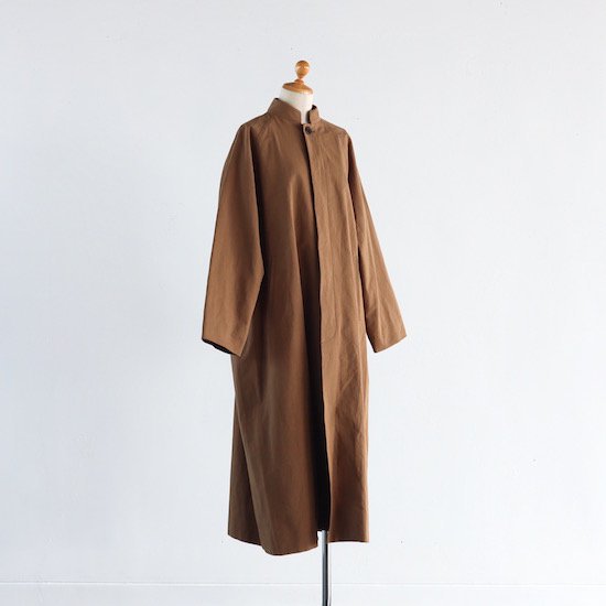 atelier naruse . cotton hemp stand collar coat . beige