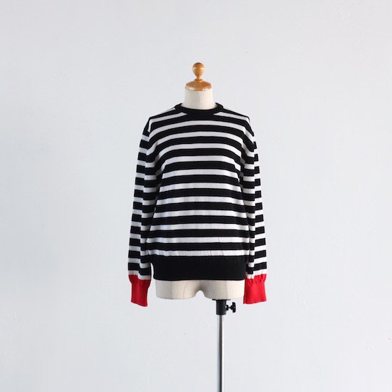 atelier naruse . cotton wool border knit . black