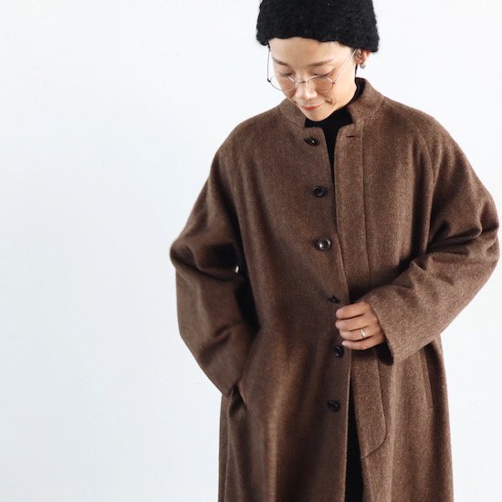 atelier naruse アトリエナルセ wool linen tweed stand collar coat コート