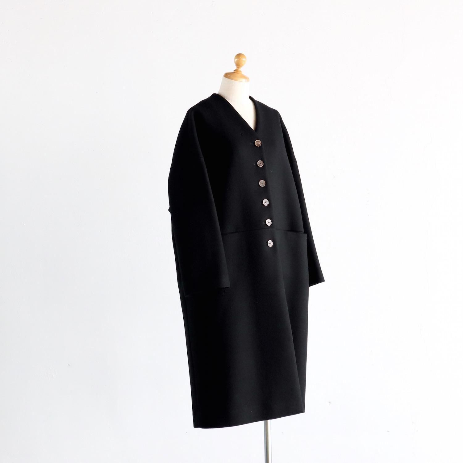 atelier naruse Melton Wool Cocoon Coat BLACK