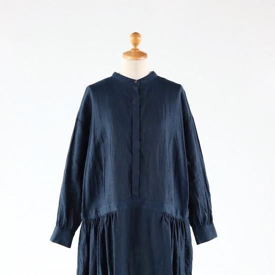 atelier naruse Linen Shirt One Piece NAVY アトリエナルセ