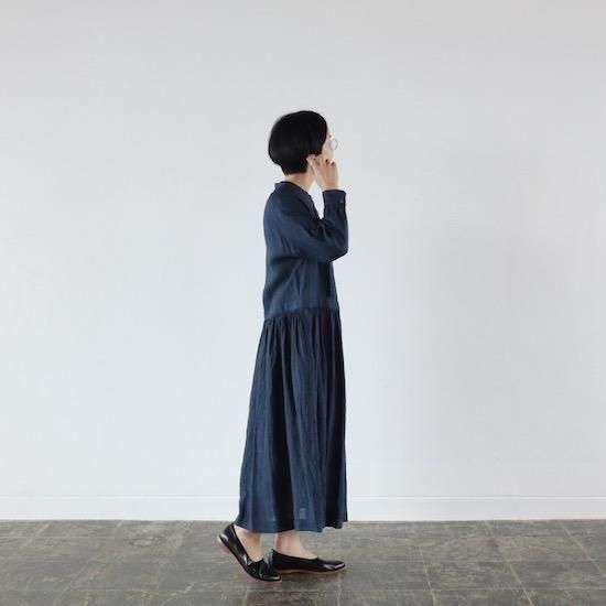 atelier naruse Linen Shirt One Piece NAVY アトリエナルセ