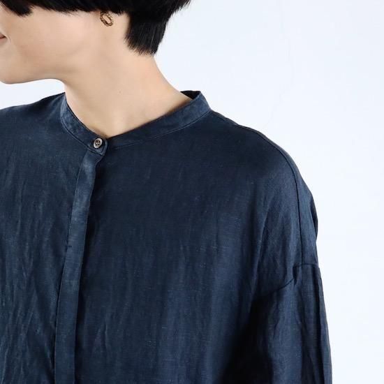 atelier naruse Linen Shirt One Piece NAVY アトリエナルセ