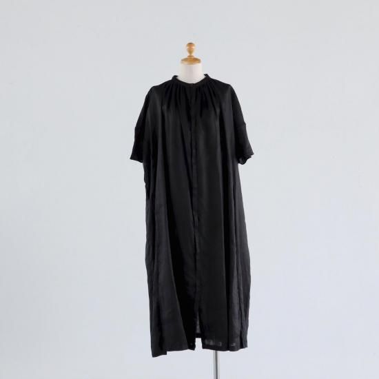 atelier naruse Linen Wide Gather One Piece BLACK