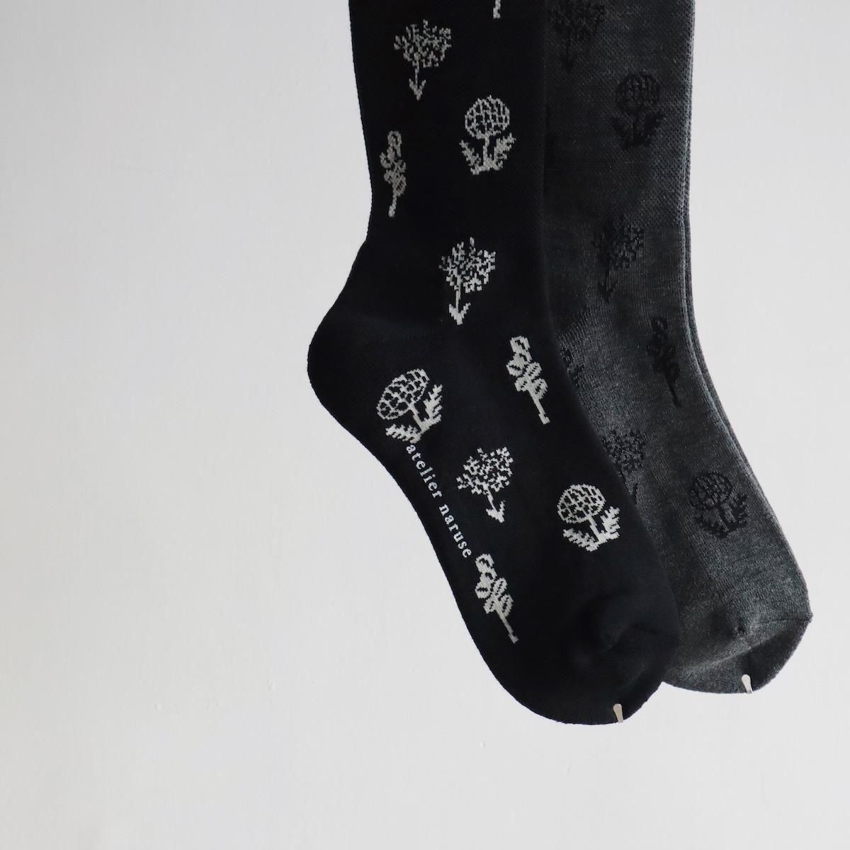 atelier naruse Cotton Wool Monotone Flower Compression Socks Ÿ
