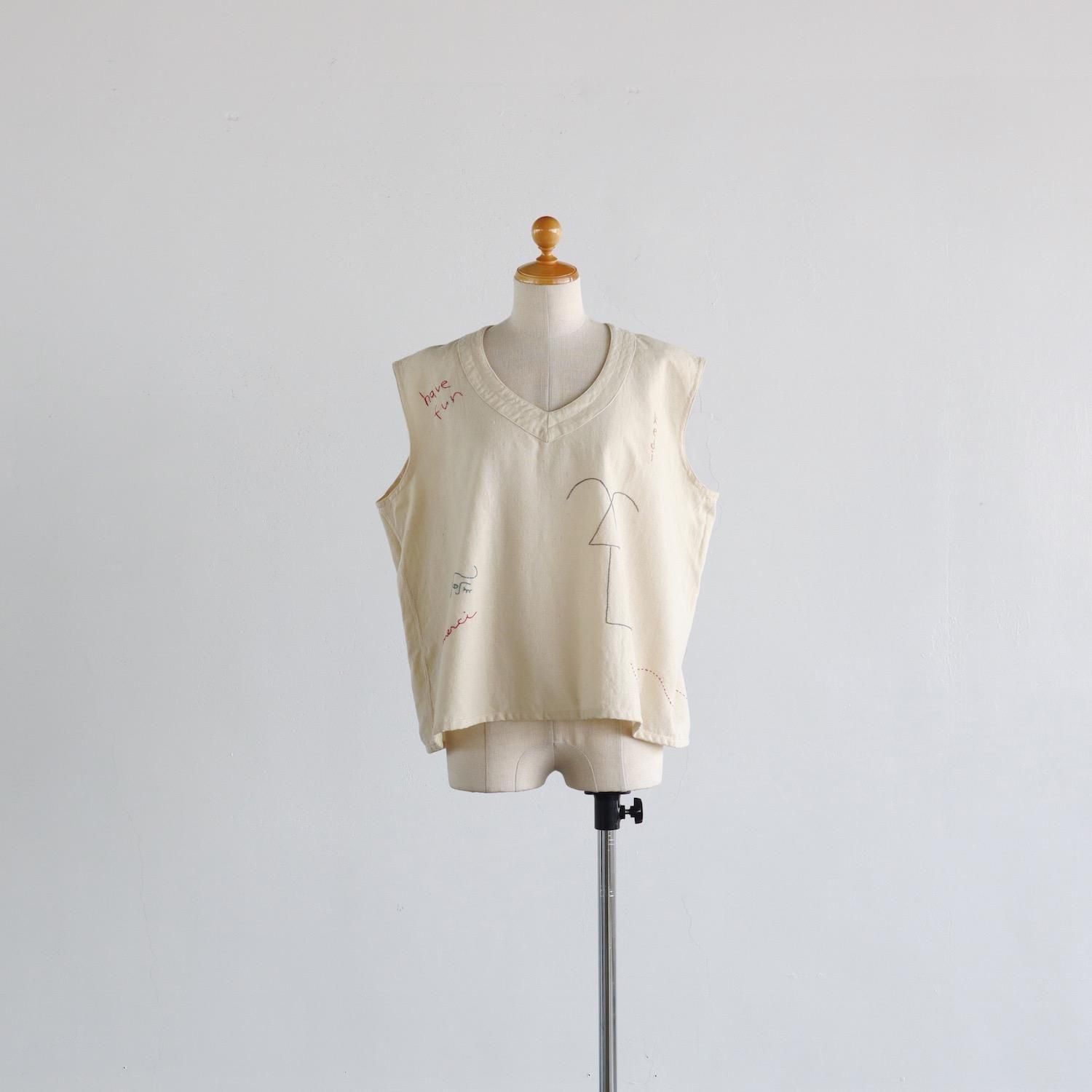 Hand Embroidery Vest NATURAL