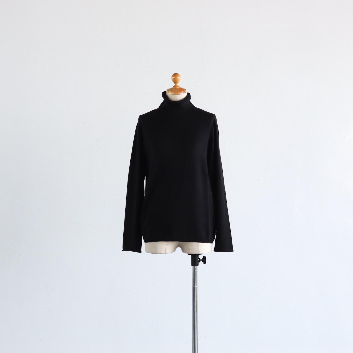 evam eva Cotton Cashmere Turtleneck BLACK エヴァムエヴァ