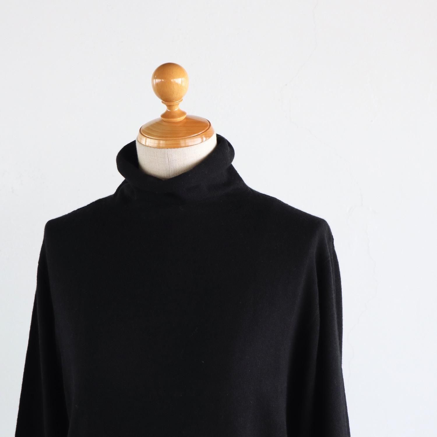 evam eva Cotton Cashmere Turtleneck BLACK エヴァムエヴァ