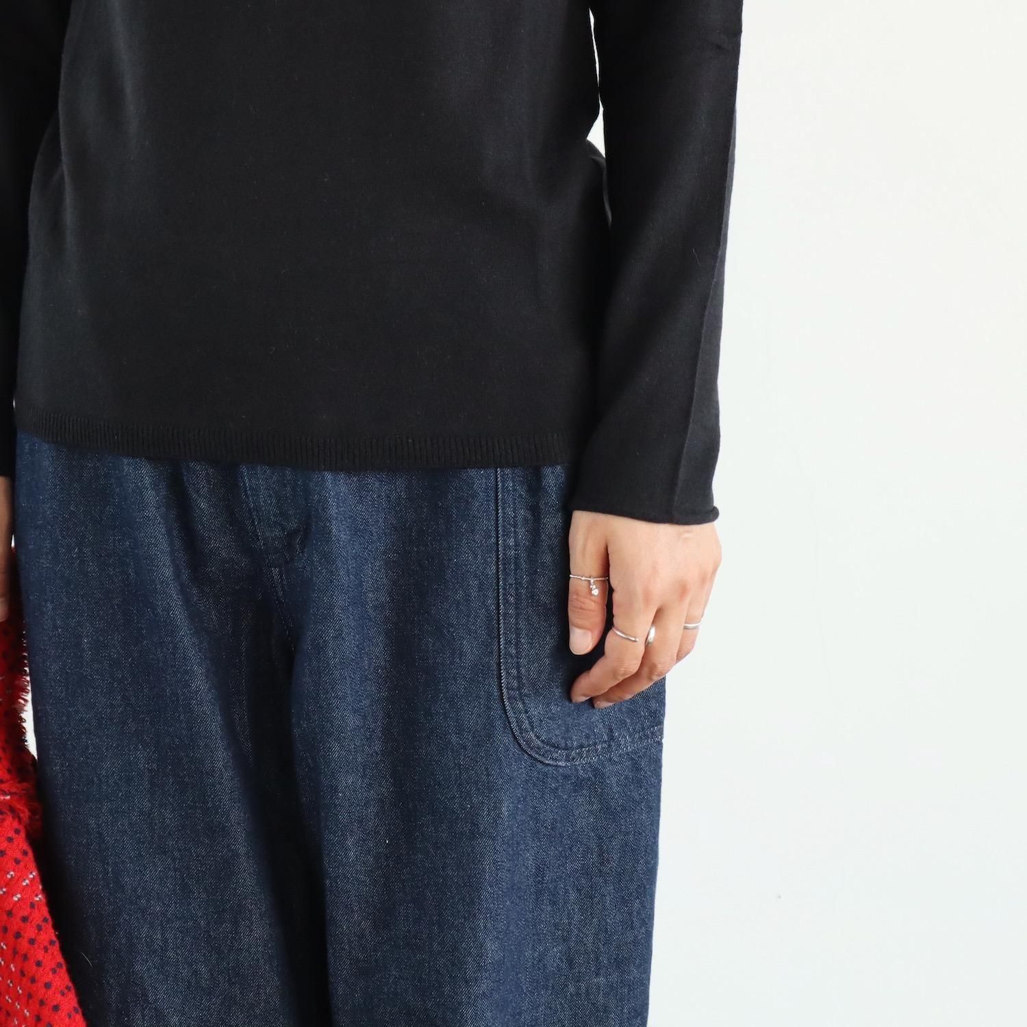 evam eva Cotton Cashmere Turtleneck BLACK エヴァムエヴァ