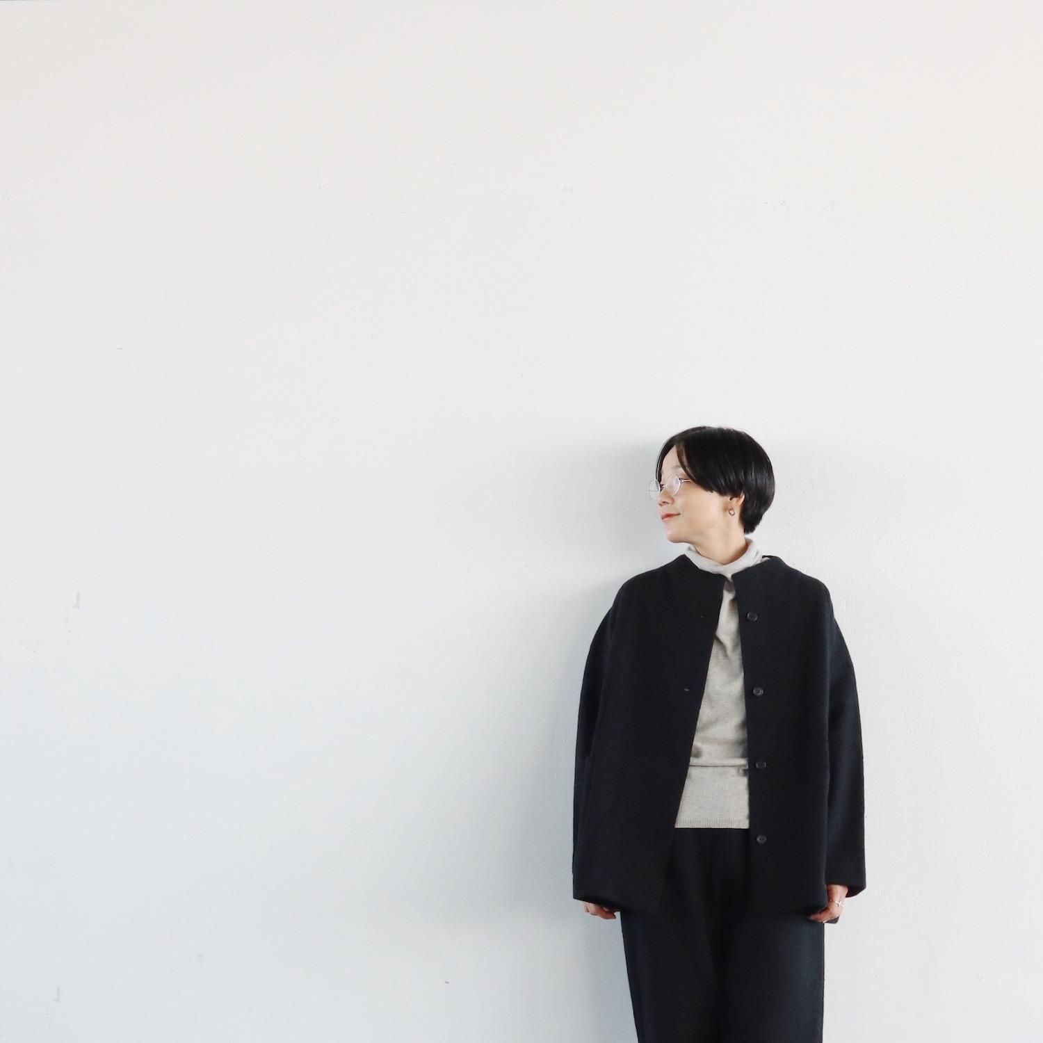 evam eva Press Wool Short Coat CHARCOAL エヴァムエヴァ