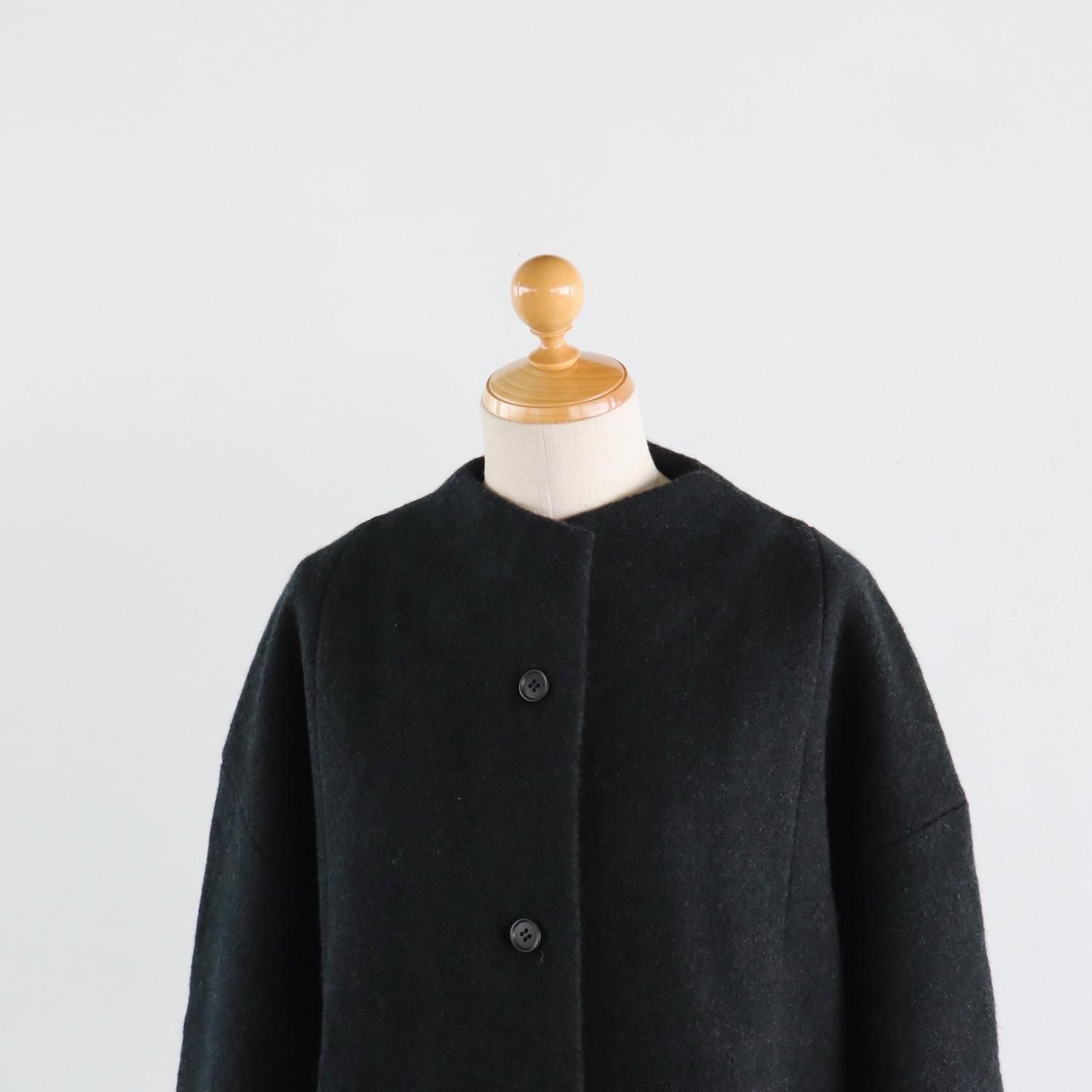 evam eva Press Wool Short Coat CHARCOAL エヴァムエヴァ