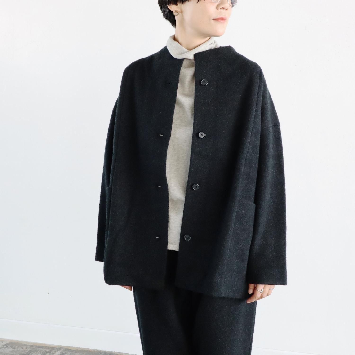 evam eva Press Wool Short Coat CHARCOAL エヴァムエヴァ