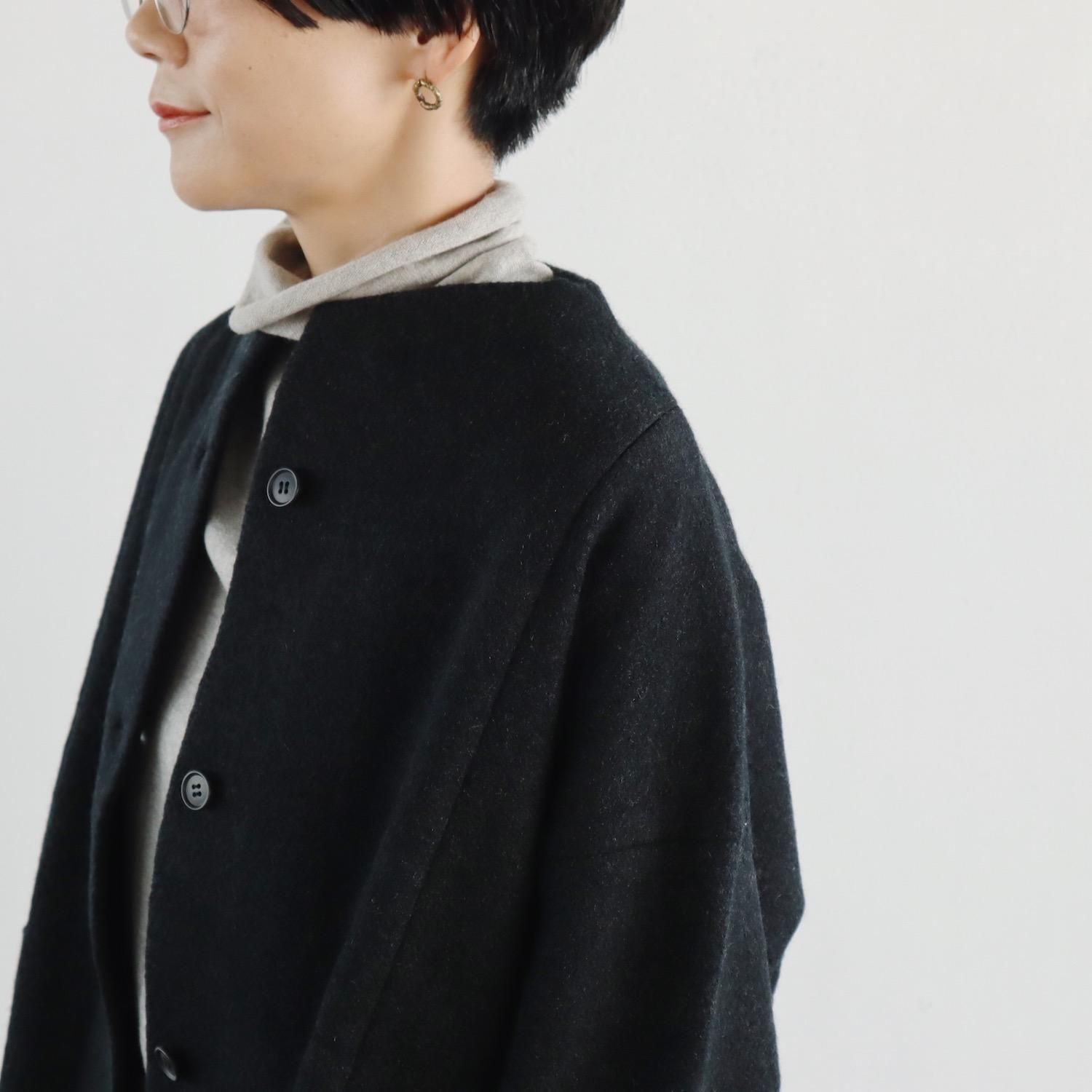 evam eva Press Wool Short Coat CHARCOAL エヴァムエヴァ