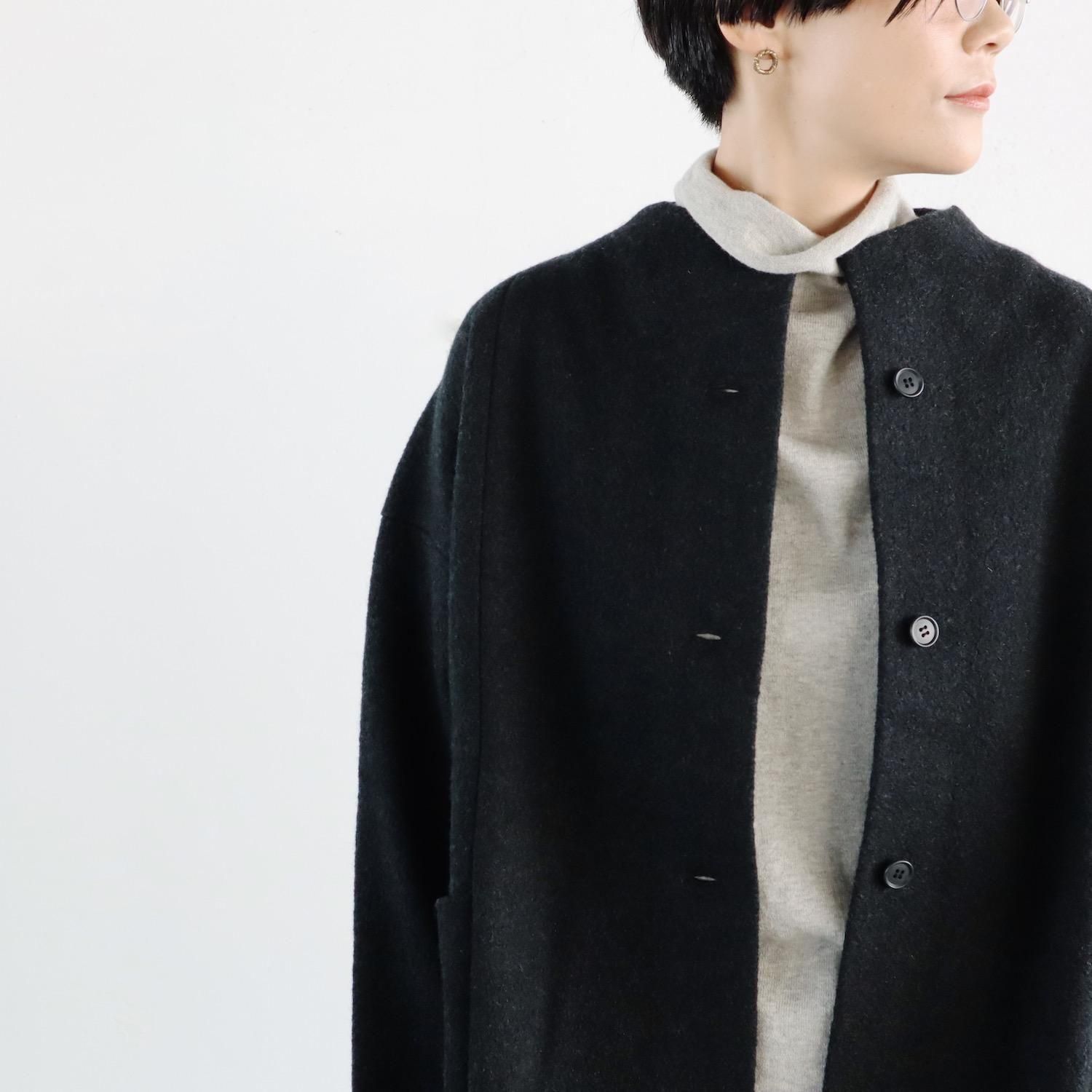 evam eva Press Wool Short Coat CHARCOAL エヴァムエヴァ