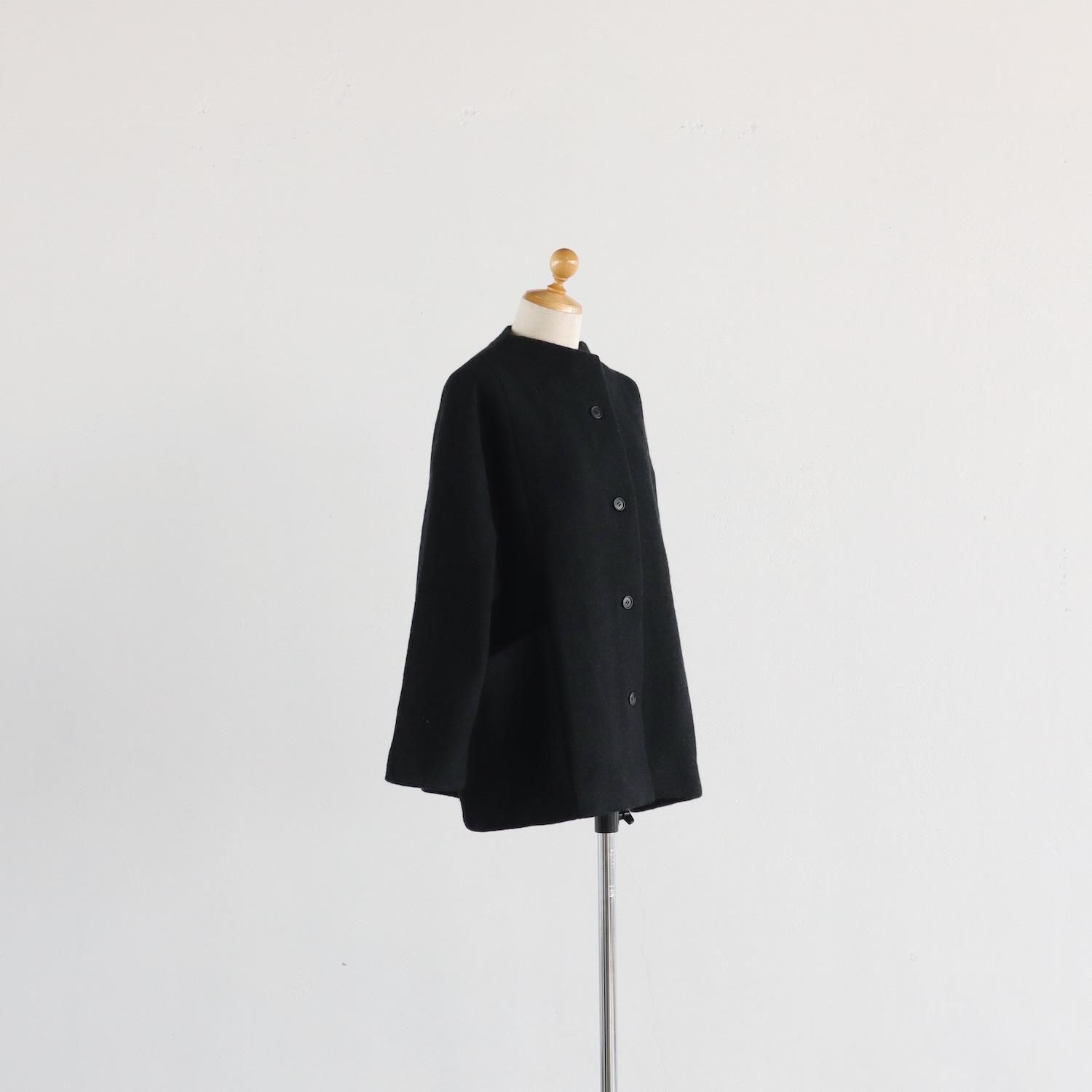 evam eva Press Wool Short Coat CHARCOAL エヴァムエヴァ