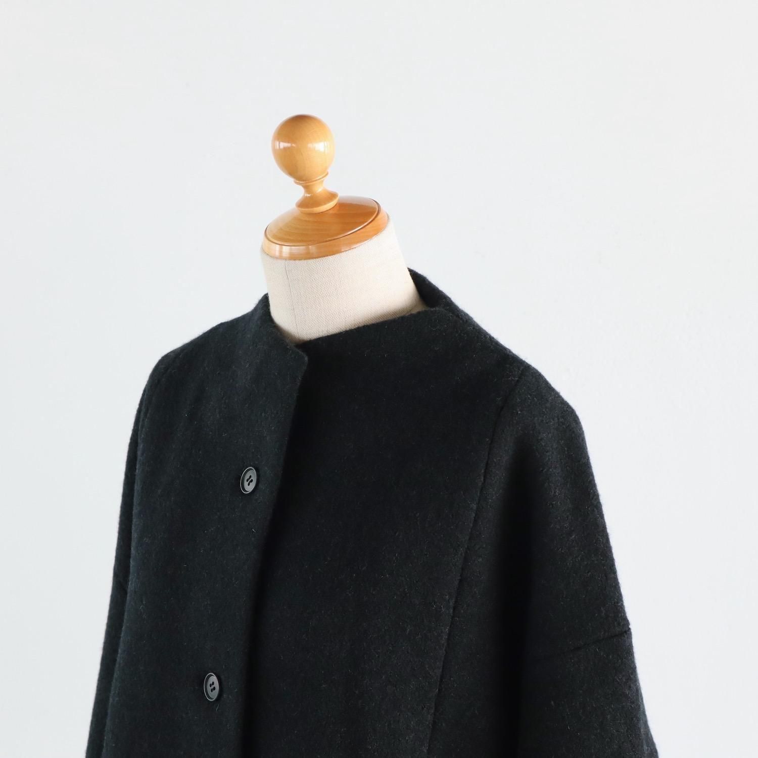 evam eva Press Wool Short Coat CHARCOAL エヴァムエヴァ