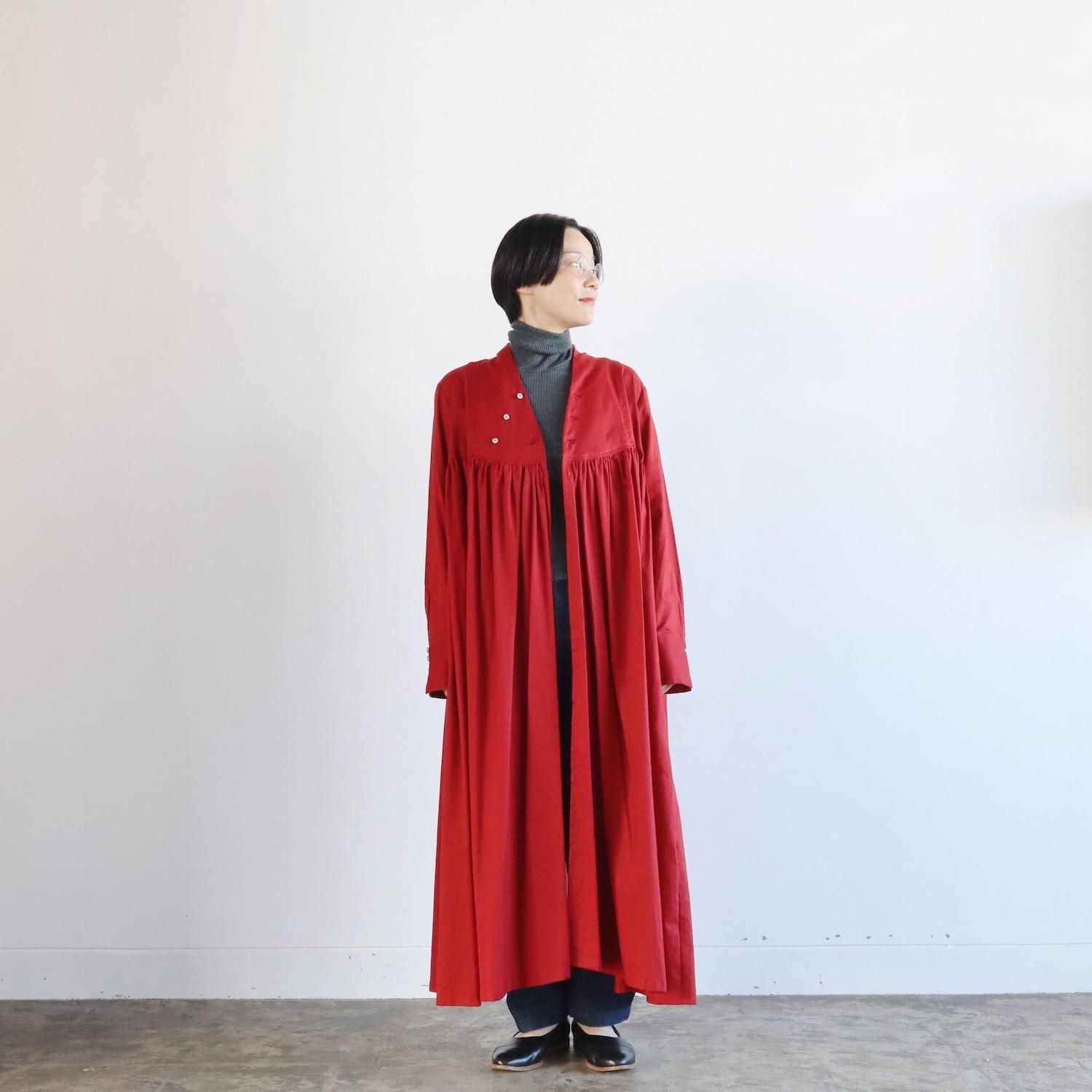 the last flower of the afternoon żη Funnel Neck Shirt Dress AGATE RED
