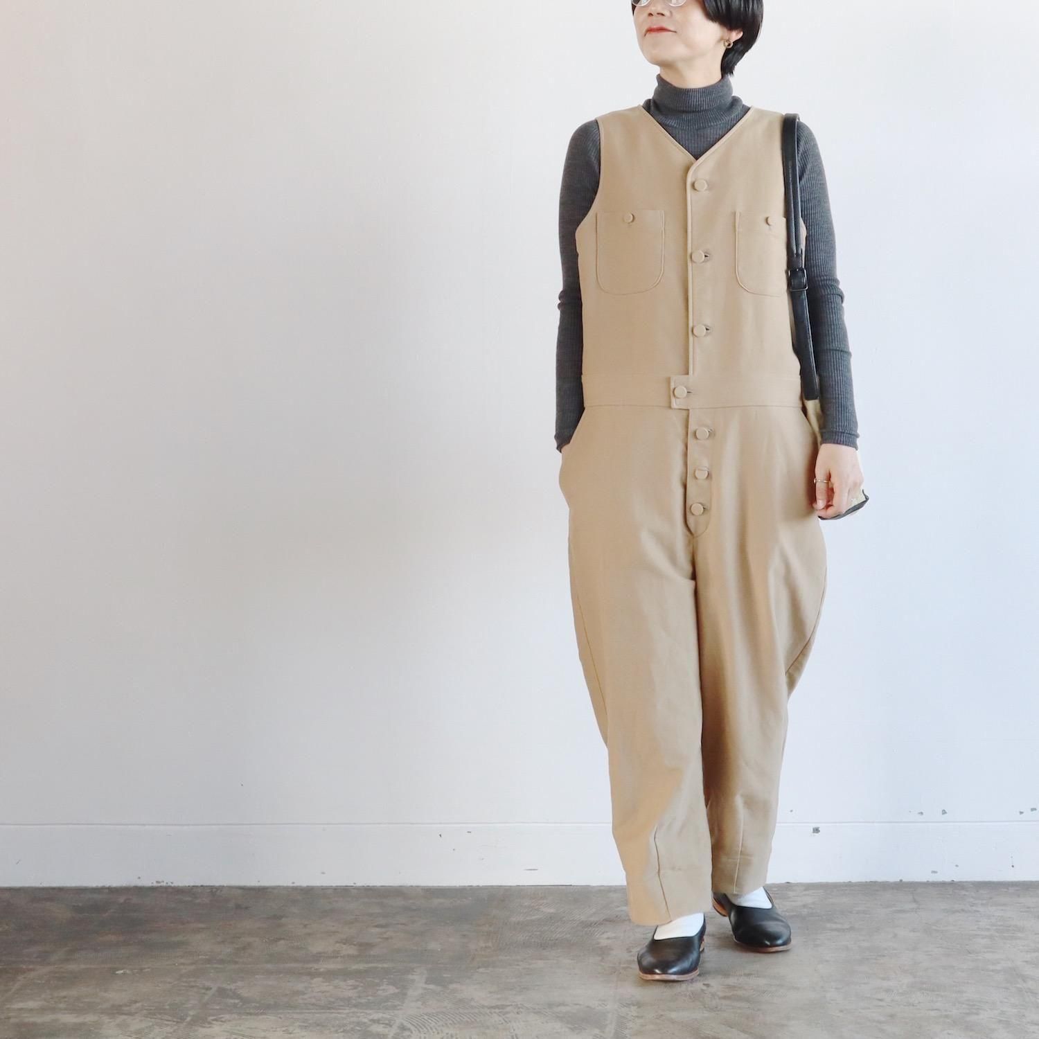 the last flower of the afternoon Ѥʷ Barrel Jump Suit BEIGE