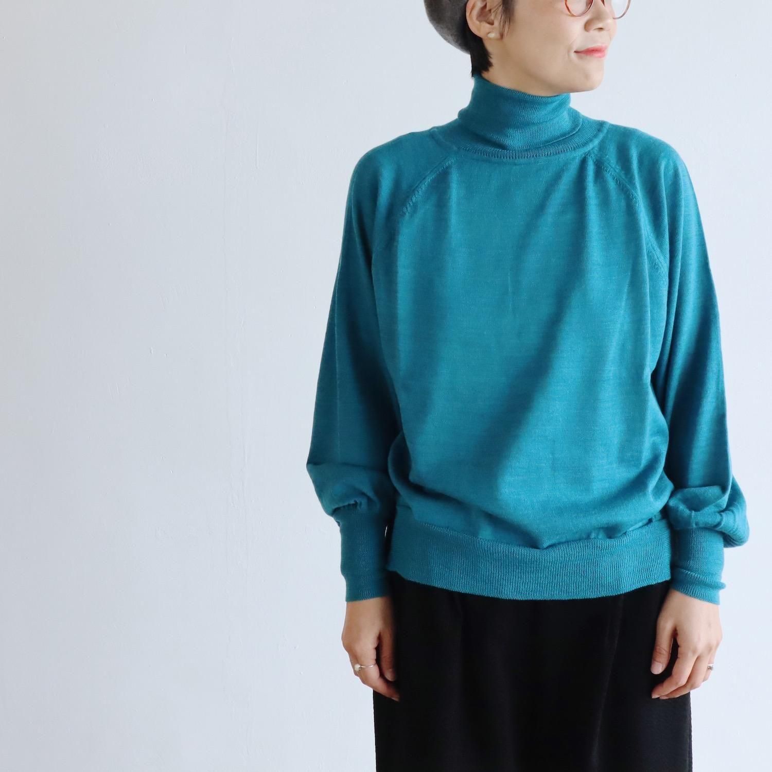 atelier naruse Wool Turtle Neck Knit AQUA BLUE アトリエナルセ