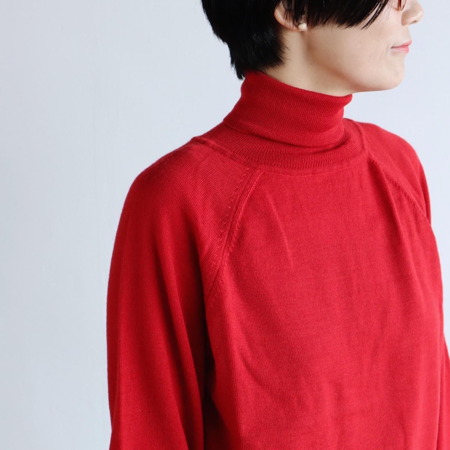 atelier naruse Wool Turtle Neck Knit RED アトリエナルセ