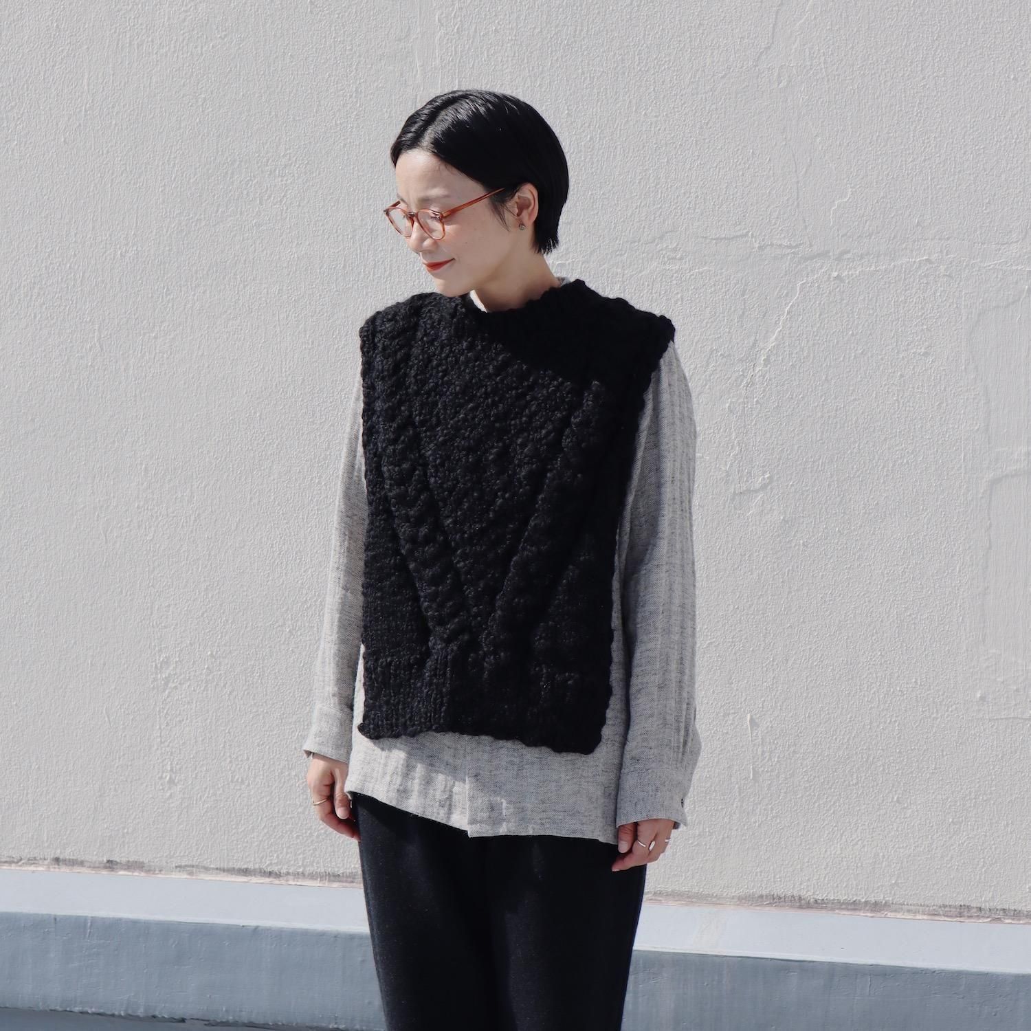 the last flower of the afternoon 夜を紡ぐ Knitted Vest BLACK ザ