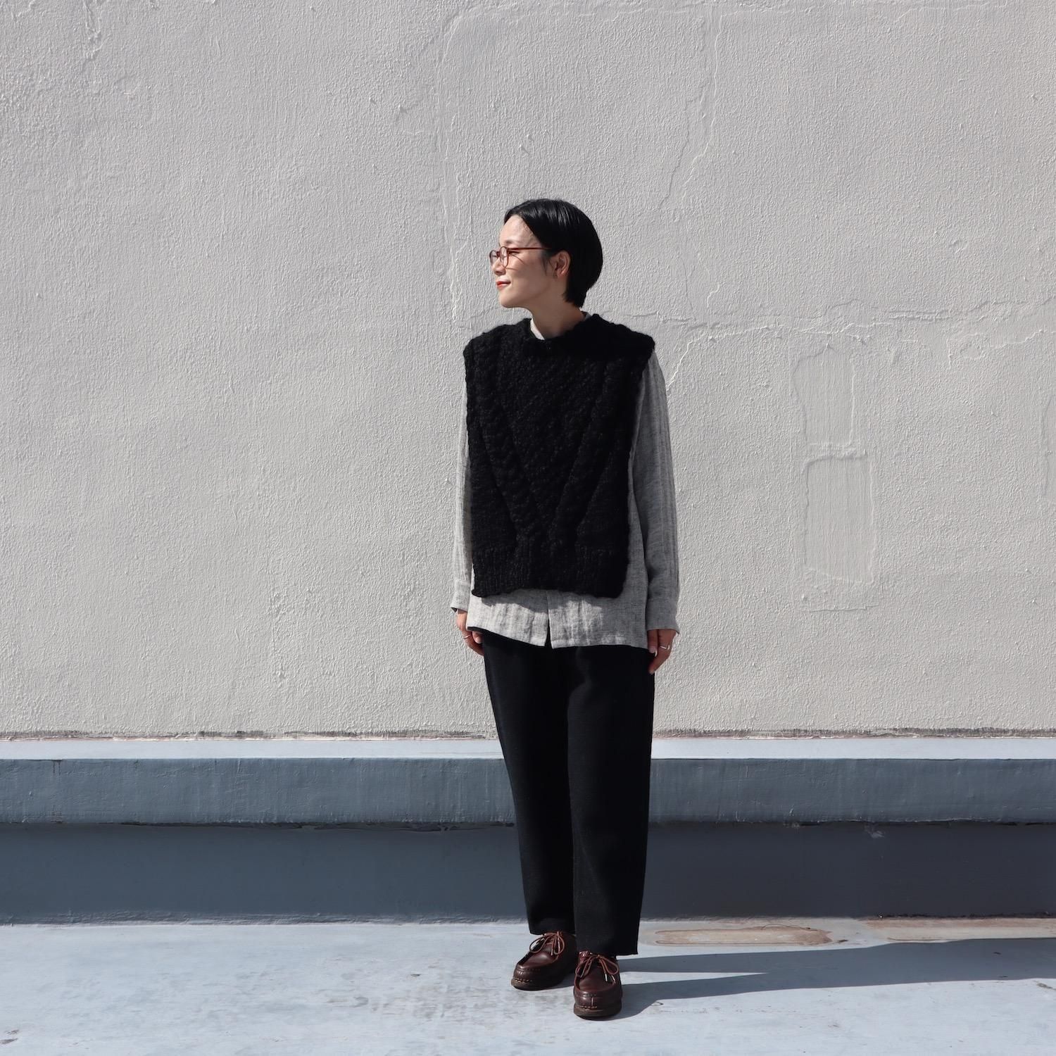 the last flower of the afternoon 夜を紡ぐ Knitted Vest BLACK ザ