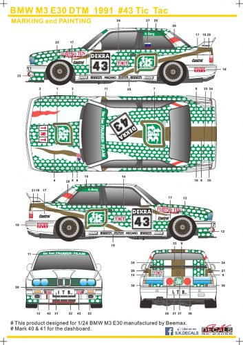 SK24056 BMW M3 E30 DTM 91 Tictac - Finisher's & AutoModeli GT